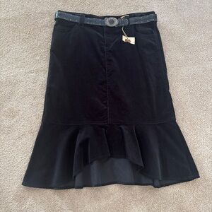 Riders Copper Corduroy Midi Skirt Sz 13 (Jrs Black Belted Western Rodeo Cowgirl